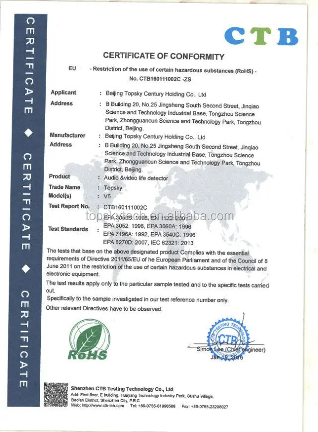 
CE certified 50m V5 Audio &video life detector 