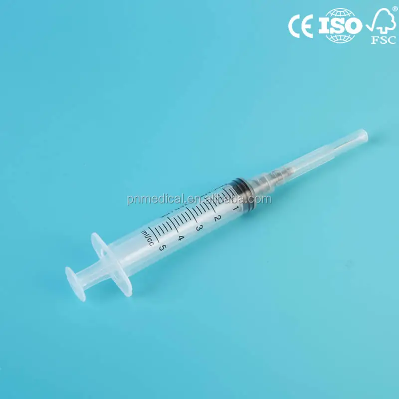 
China manufacturer 5ml hypodermic disposable syringe with needle 