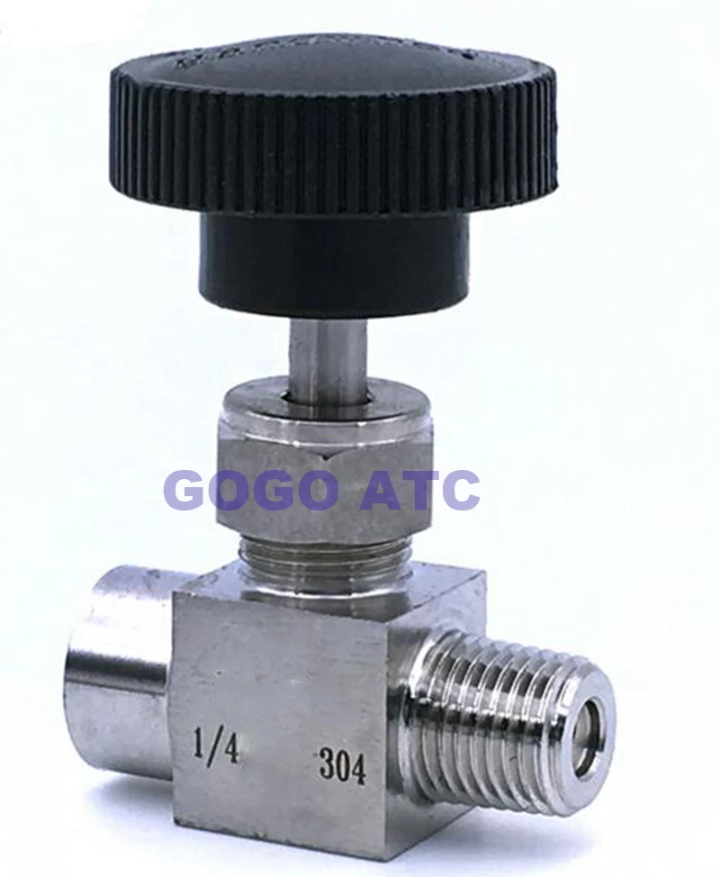 Регулируемый игольчатый клапан 1/4 дюйма, наружная и внутренняя резьба, нержавеющая сталь 304, управление потоком, игольчатый клапан для запорного крана