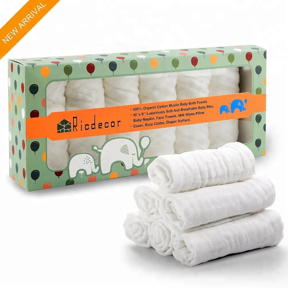 Extra soft organic baby muslin washcloth for baby Sensitive Skin