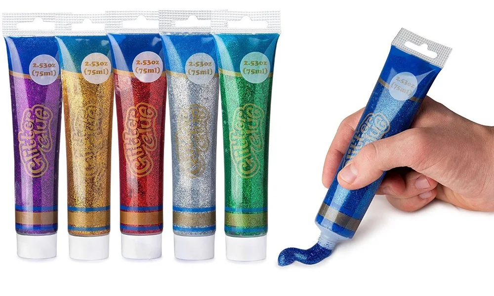 Assorted Sparkle Bright Neon Colored Washable Non Toxic Liquid Glitter Glue for Arts Crafts, School Projects