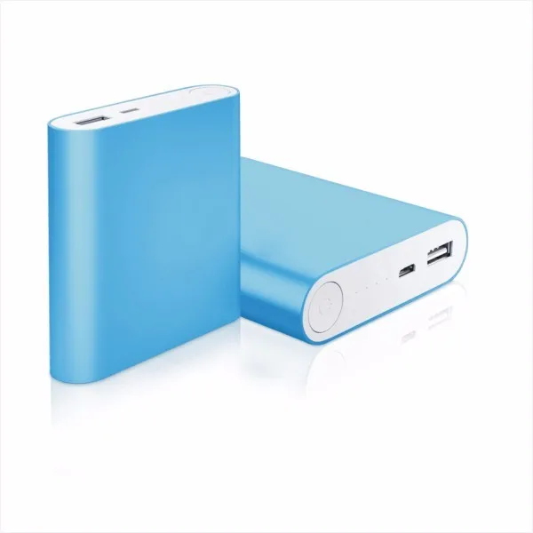 
Wholesale 5V 2.1A fast charging power bank 10400 mah blue golden colors with CE ROHS 4 LED indicators 
