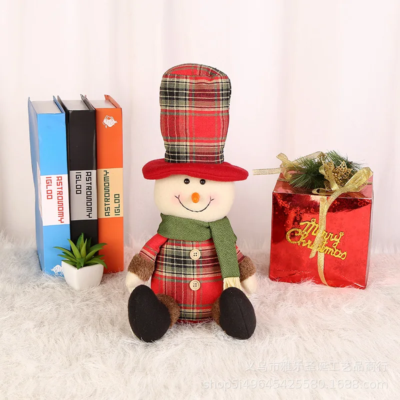 New Sitting Santa Snowman Deer Shaped Doll  Fabric Doll Cloth Christmas Gift Doll  Table Ornament Xmas gift for children