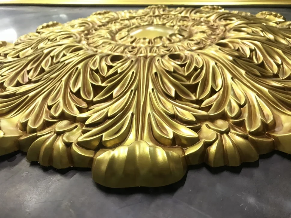 
Polyurethane Decorative wall medallions Golden Spray Luxury foam Ceiling Medallions for pendant lamp 