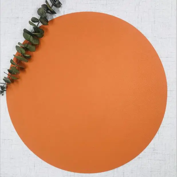 Tabletex hot sale environmentally doubt sides leather anti-slip PU round western placemat