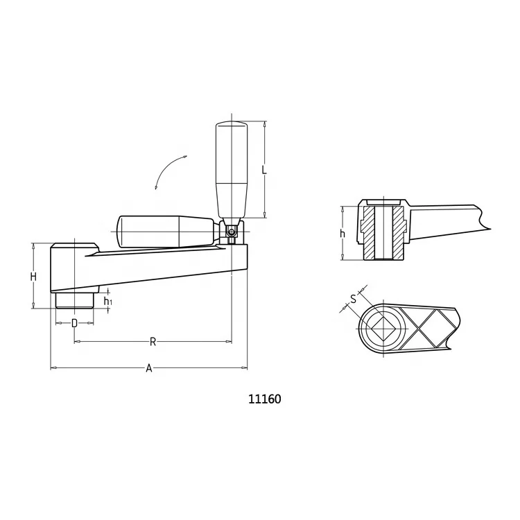 Plastic hospital bed folding crank handle