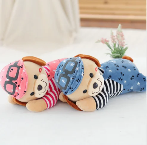 Cute Soft cushion stuffed PP Cotton doll kids birthday gif hat dog plush toys dog lovers pillow