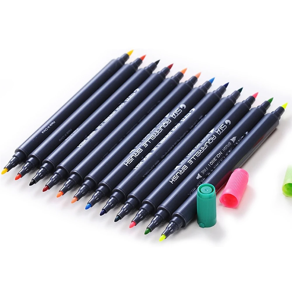 15 Pack Fine Point Brush Marker Pens [Bullet Journal] Dual Tip Art Work Colored Brush Pen