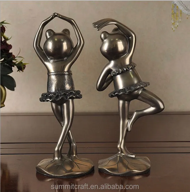 Resin cold casting bronze dancing frog figurine