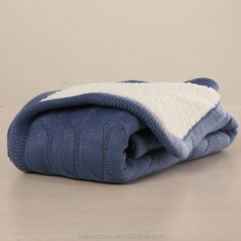 Super Soft Double Layer Cable Knit with Sherpa Backing Baby Blanket