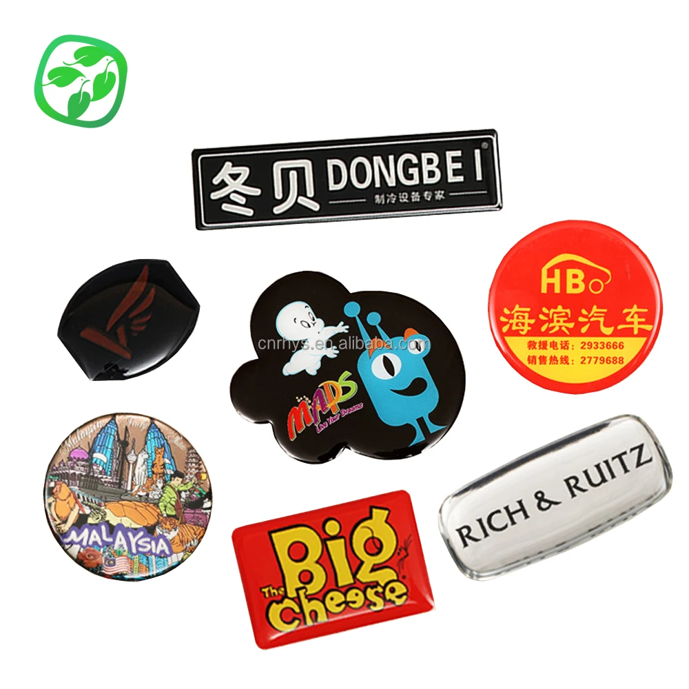 Custom 3D Fridge Buttons Clear Logo Resin Dome Epoxy Sticker
