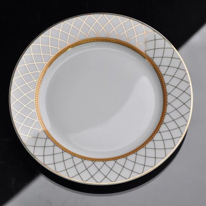 Заводская поставка, дешевая керамическая тарелка с золотом, 9 дюймов
