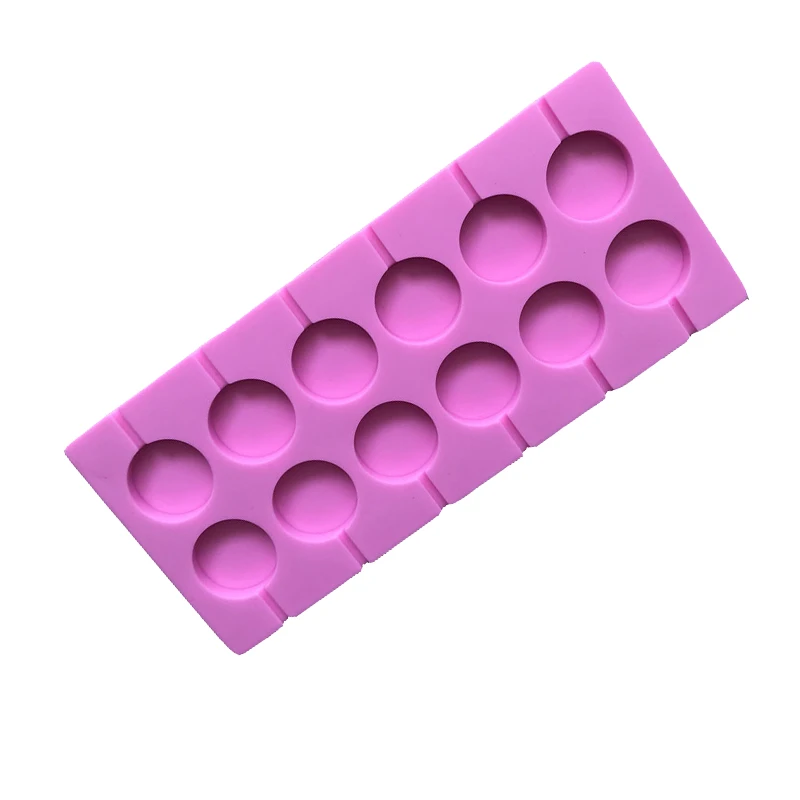 12 cavity round chocolate hard candy silicone lollipop Mold with Sucker Sticks