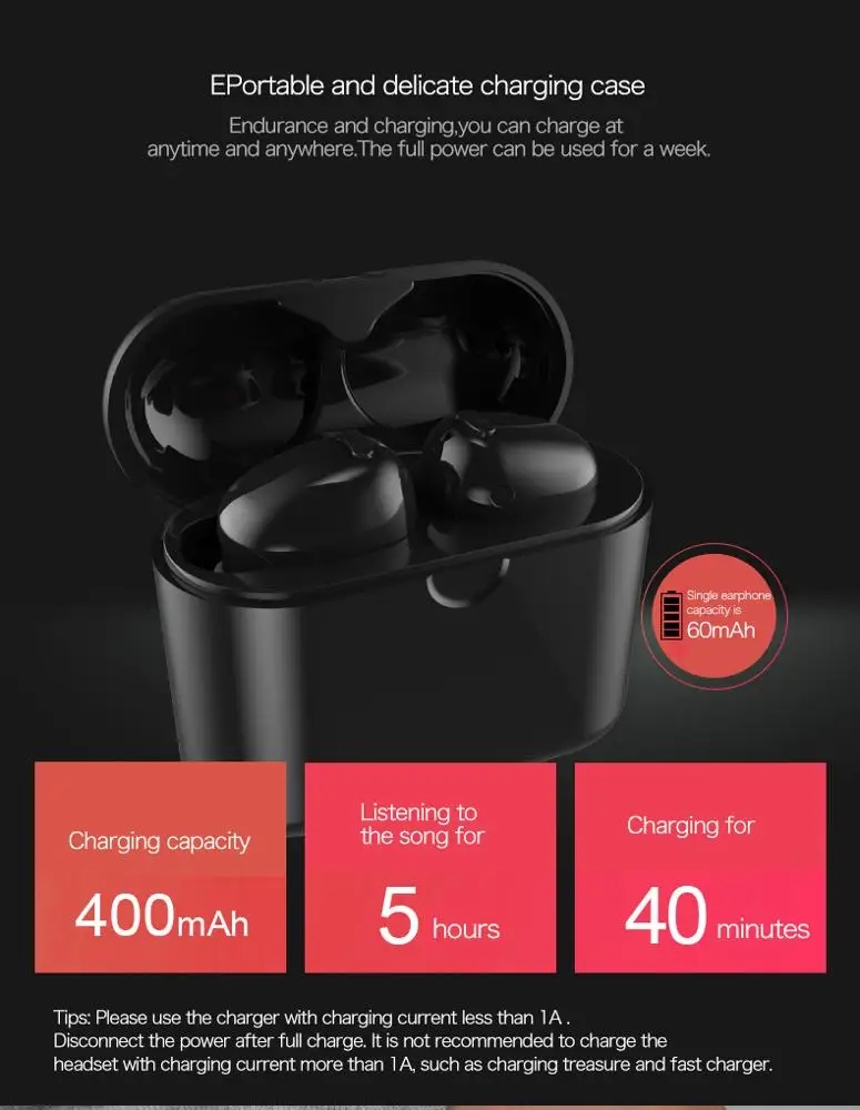 TWS wireless earphone HiFi Stereo BT 5.0 Automatic Pair Intelligent Noise Canceling Mini Bluetooth Earbuds