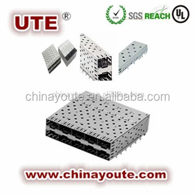 SFP Connector 1x1 Cage with EMI Spring Grounding Pin Press Fit