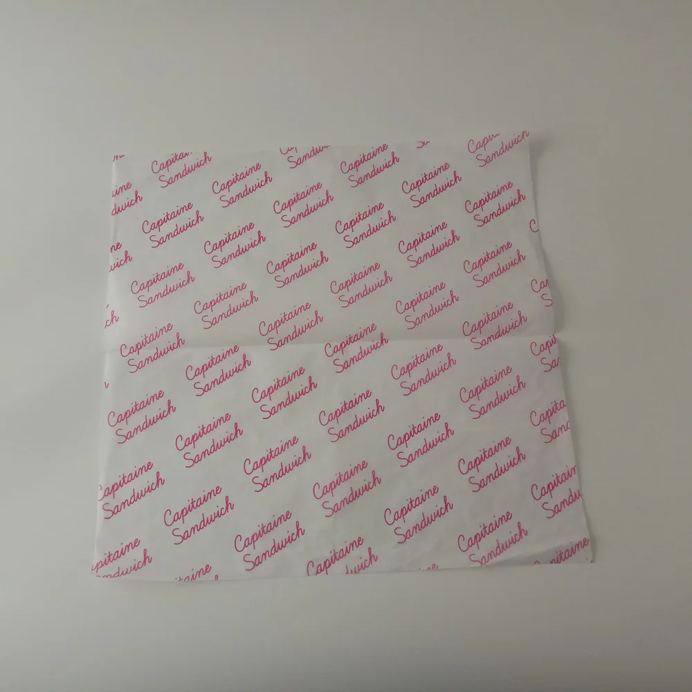 Food Grade Custom Printed Butter Wrapping Wax  Paper Greaseproof Paper For Burger Wrap
