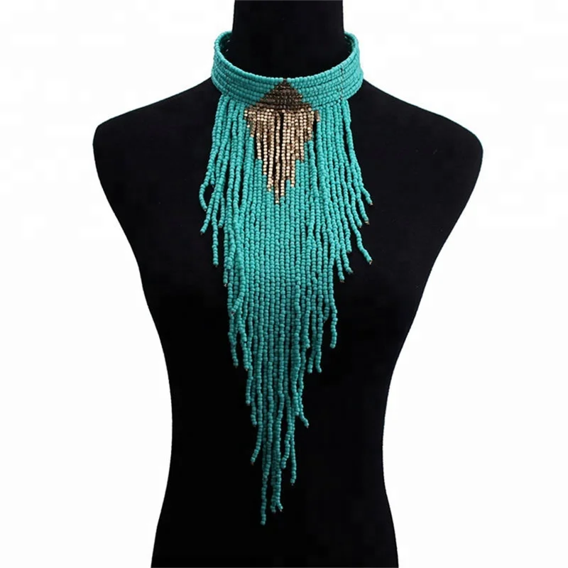 
multilayer boho patterns seed latest design beads necklace 