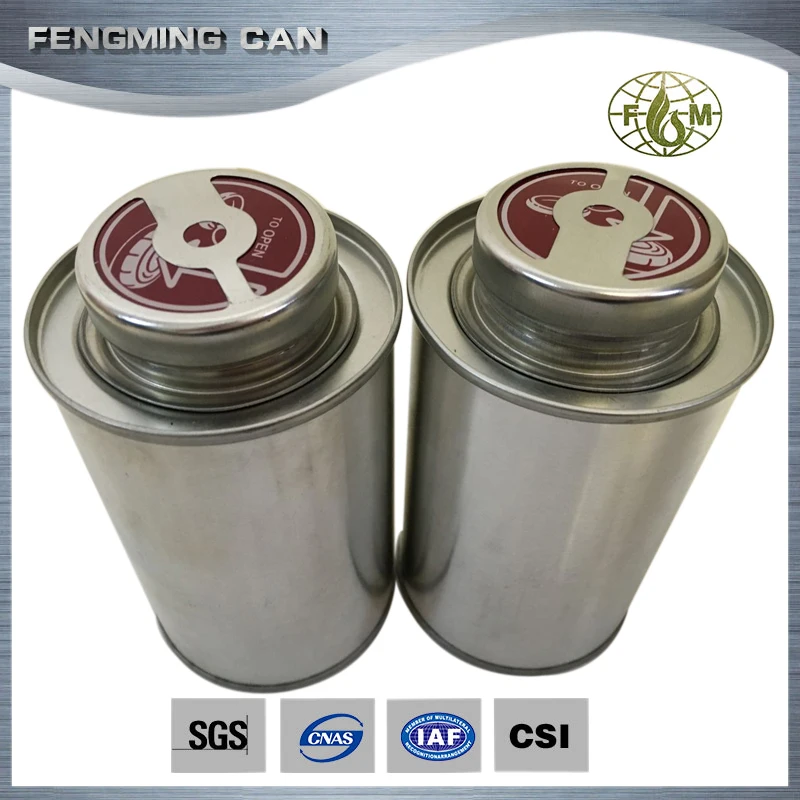 250 мл круглый металлический материал и обычный жестяной бутылки для ПВХ цемента