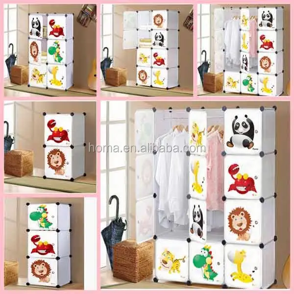 Plastic wardrobe with 3 doors and 4 drawers