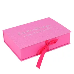 pink Wholesale Custom Logo Premium Luxury Cardboard Wig Boxes Bundle Hair Extension Packaging Box