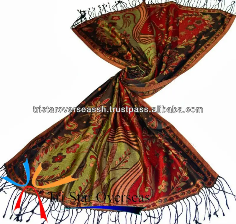 Silk Jacquard shawls stoles in pure silk supplier hand made silk scarfs shawls women wear custom design