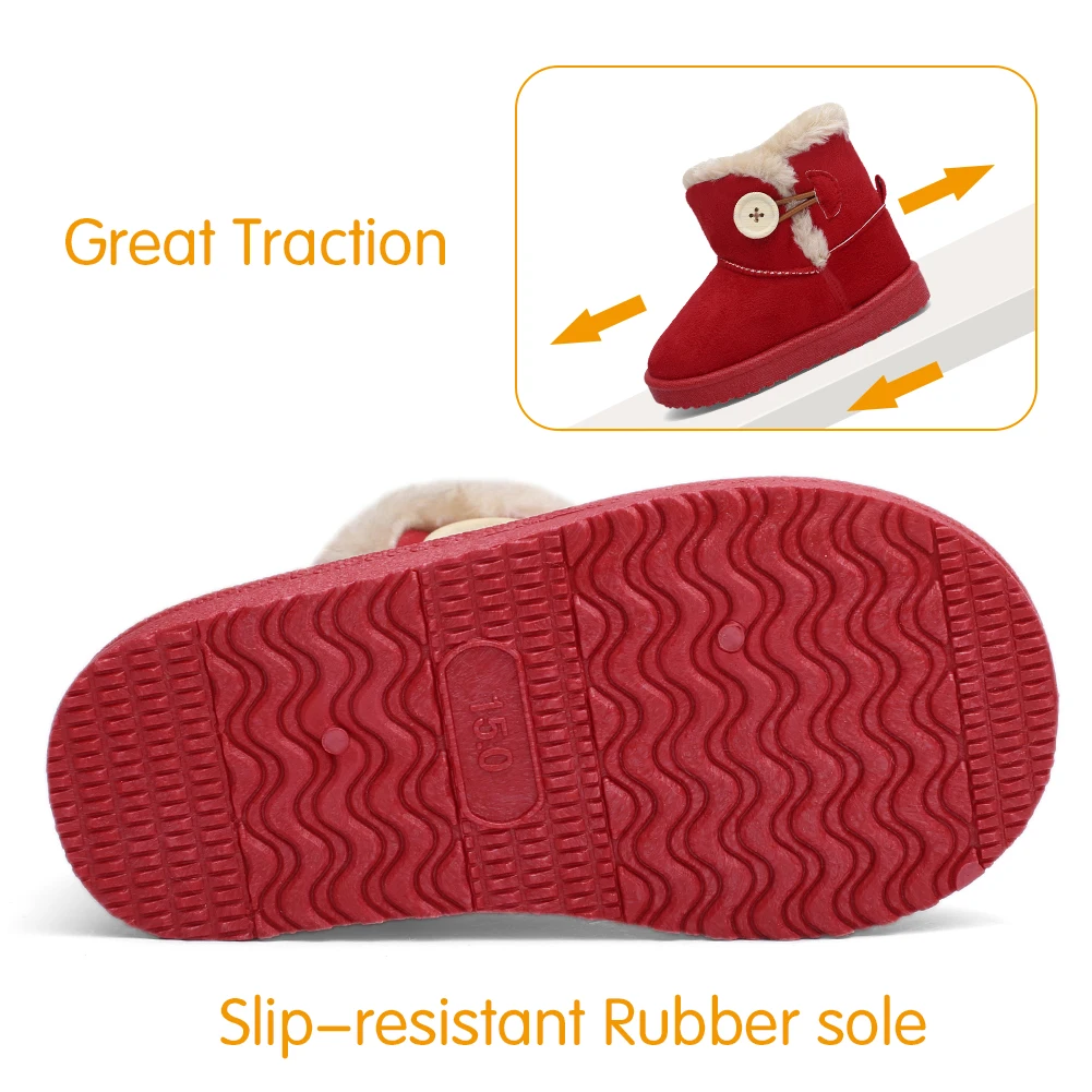 Зимние ботинки на меху для девочек и мальчиков, уличные ботинки без шнуровки (для малышей/маленьких детей)