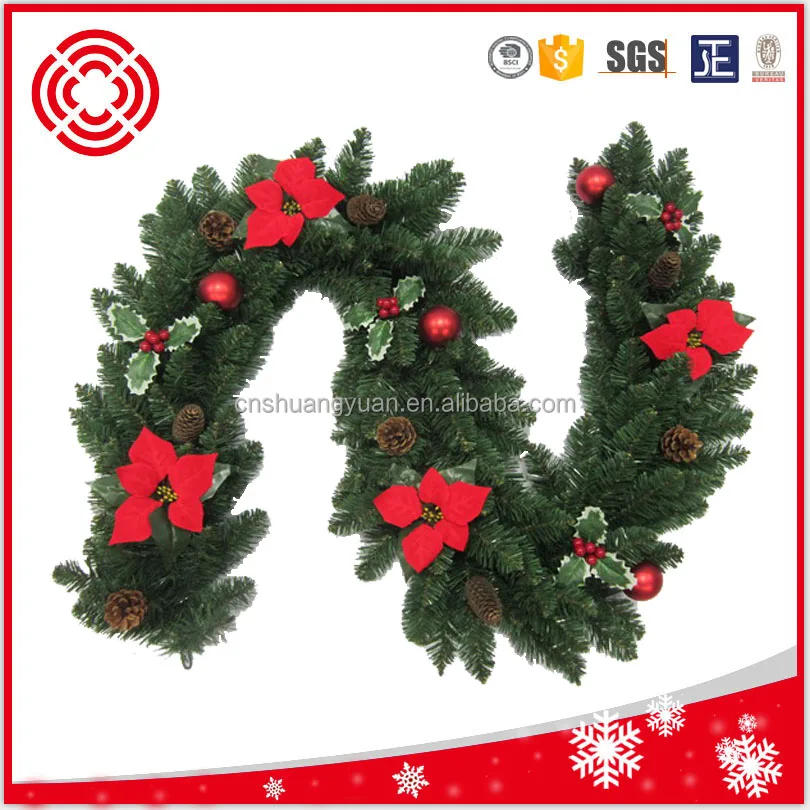 50cm Pre Lit Window Decorative Plastic Pine Needle PVC Artificial Christmas Door Wreath with LED Light