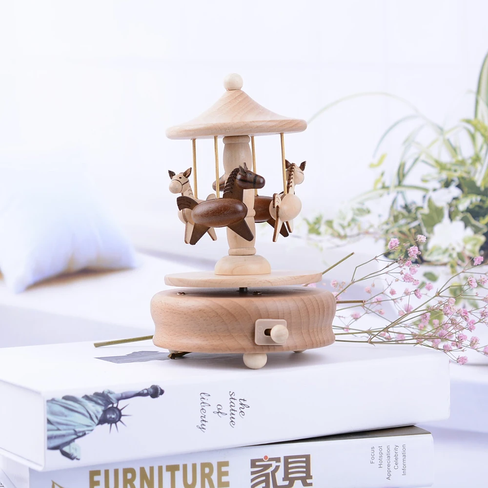 Toy Horse Carousel Wooden Music Box