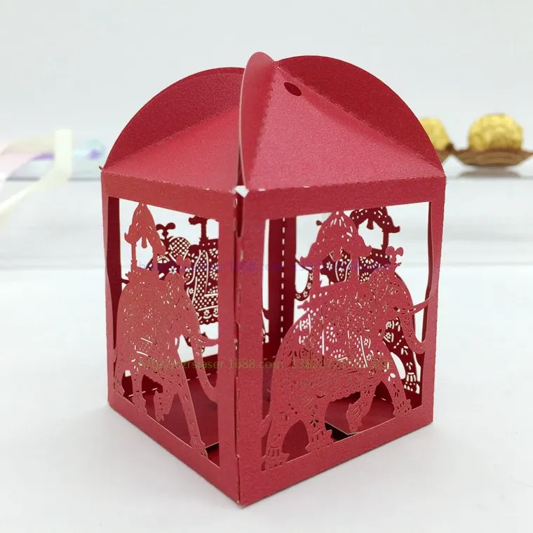 Wholesale factory direct elephant laser cut indian wedding door gift boxes for candies