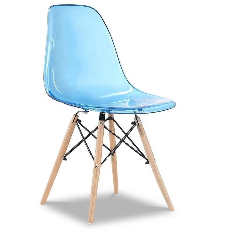 
Прозрачный Акриловый Обеденный стул Ghost Clear с деревянными ножками 