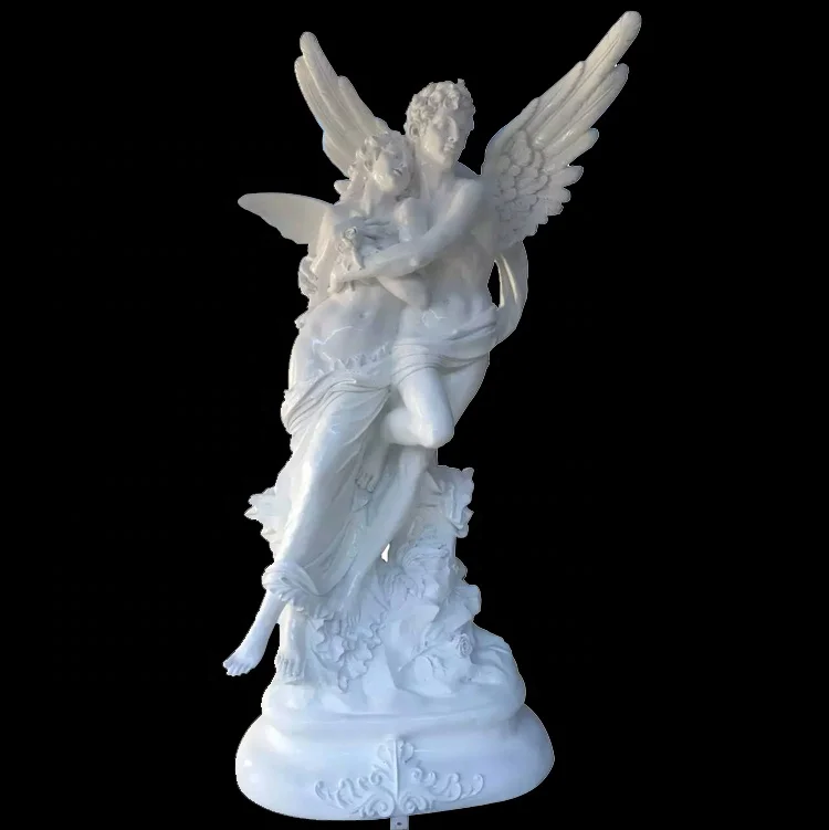 Famous large size antique love angel statue of Cupid and Psyche sculpture for indoor decoration