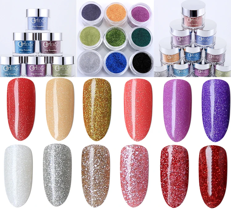 Custom Private Label Glitter Nails 3 in 1 Acrylic Dipping Powder colors match gel and lacquer