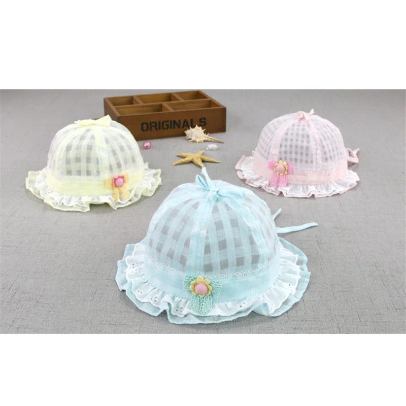 
Summer lace flower princess hat summer thin infant sun hat boy and girl baby visor outdoor bucket hat 