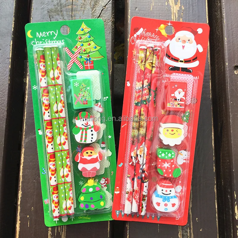 Christmas stationery set A pencil eraser, polishing the pencil sharpener combination suit holiday student award gift