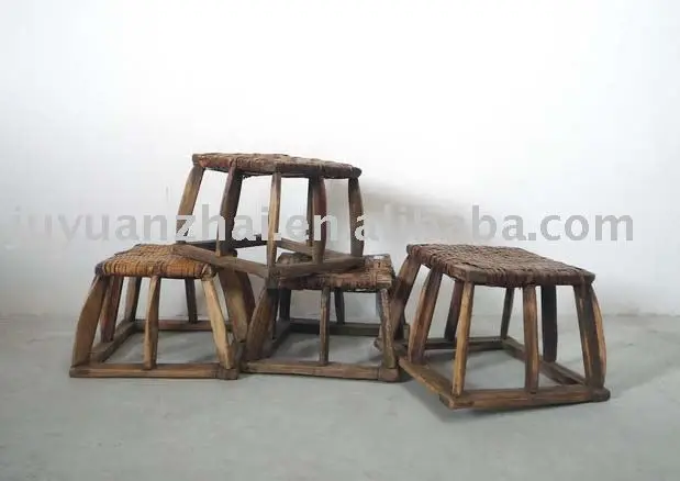 
Antique furniture Rattan surface stool 