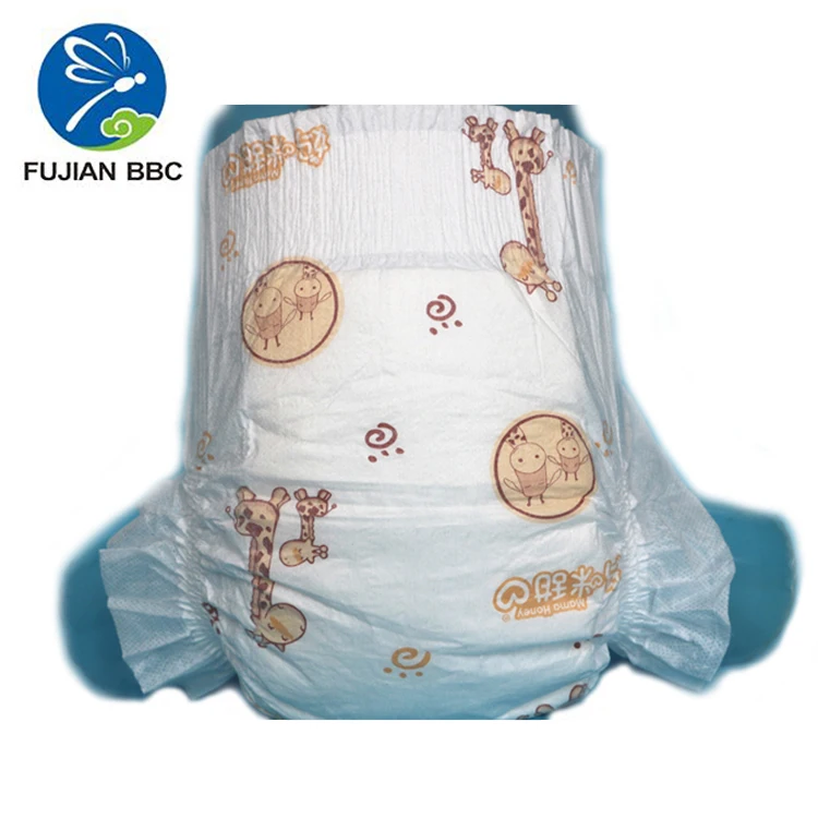 Strong absorbent SAP paper new born baby nappy lovely cartoon giraffe print mama honey cute baby diapers with elastic waist band