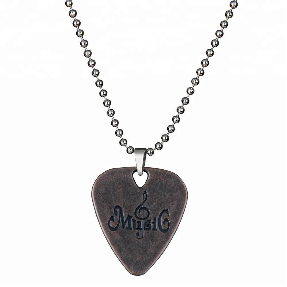 Teardrop Necklace zinc alloy Guitar Pendant Music Jewelry Christmas Gifts for Men Women Guitar Pick Holder Necklace