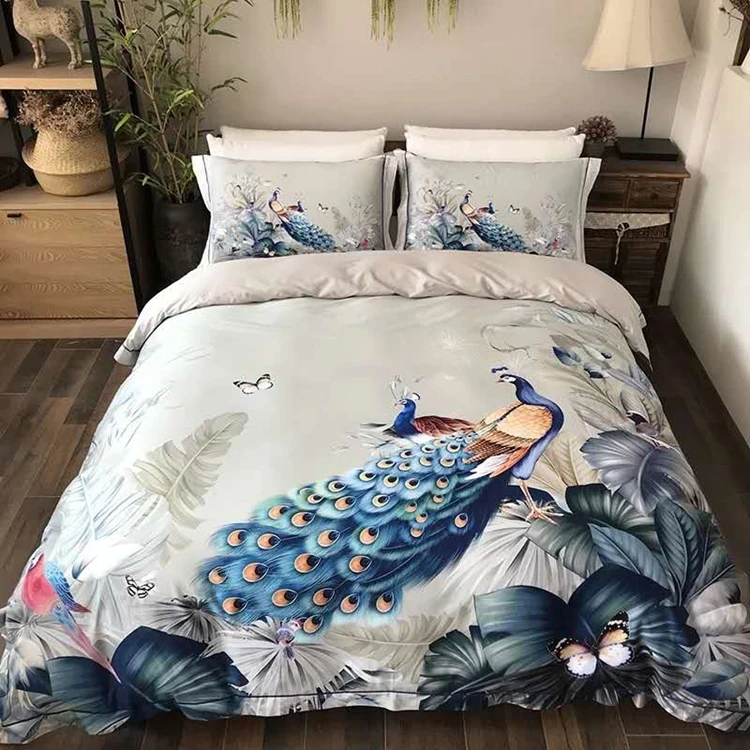 100% Organic Cotton digital printing custom own design bedding set with duvet cover