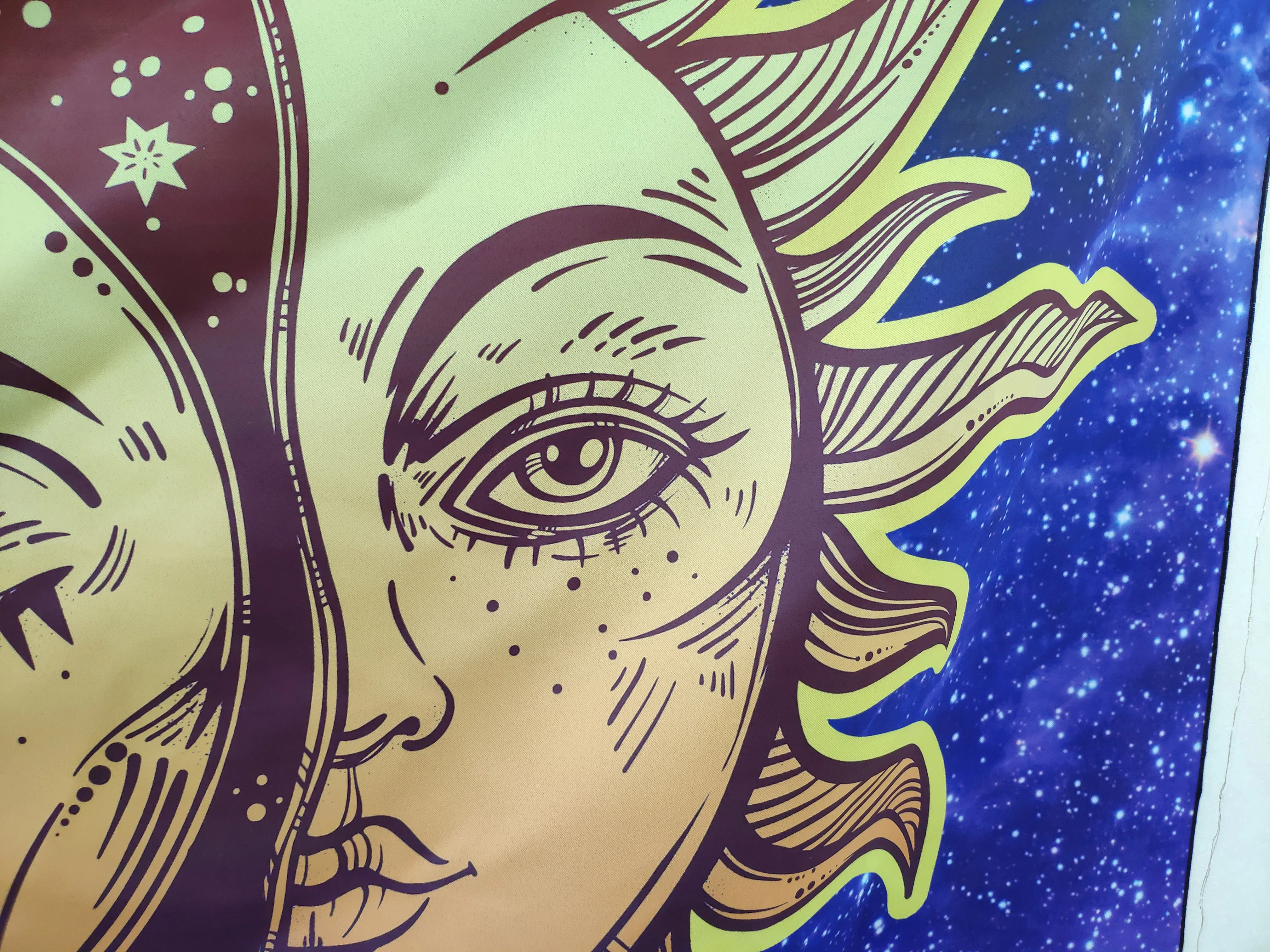 Custom Peach Skin Polyester Hippie Psychedelic Sun and Moon Tapestry for Living Room Bedroom in 51x60 Inches