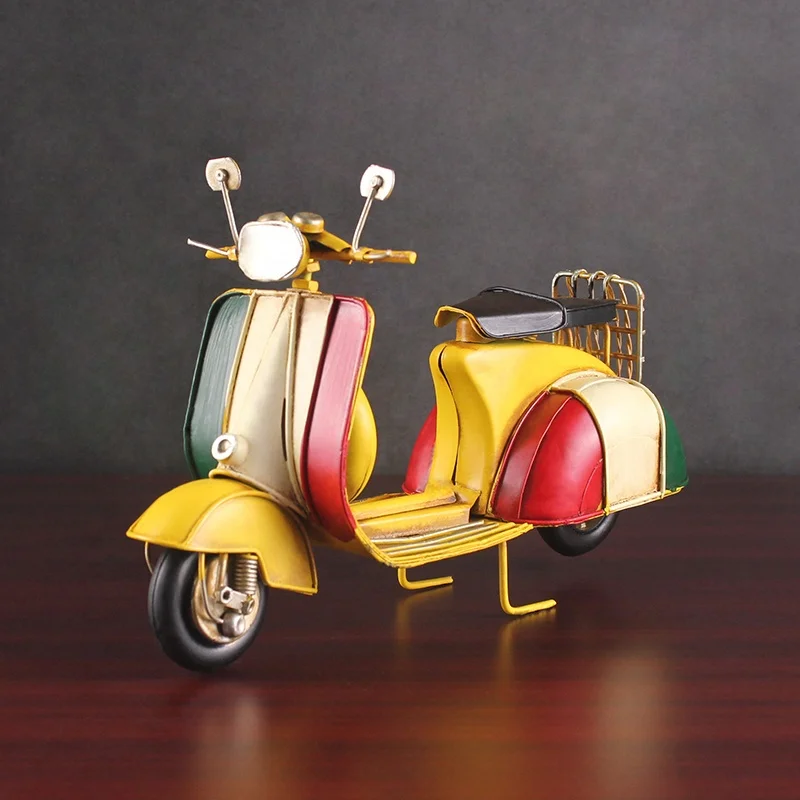 High Quality Iron Crafts Retro Motorcycle Model Handmade Metal Decor Vintage Scooter Model For Pub Home Office Table Decor