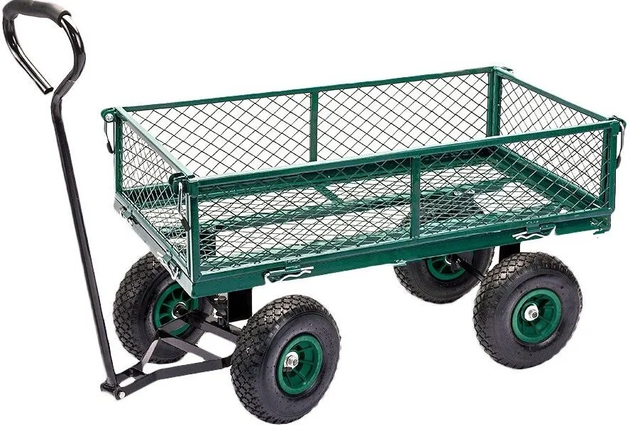 Steel Mesh Gardeners Gardening Wheeled  Trolley Cart Trolley