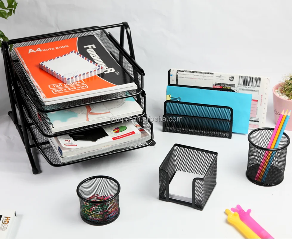 
Modern Fancy Metal Mesh Wire Office Stationery Set Of 5 Pieces 