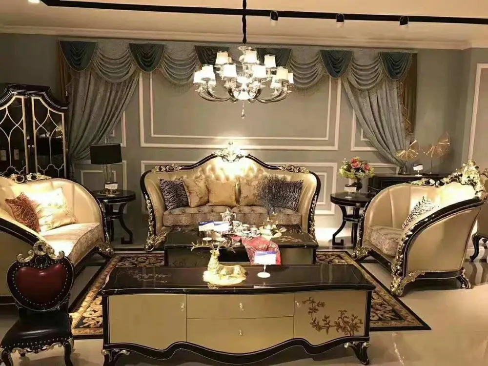 
European style wood carved sofa set 