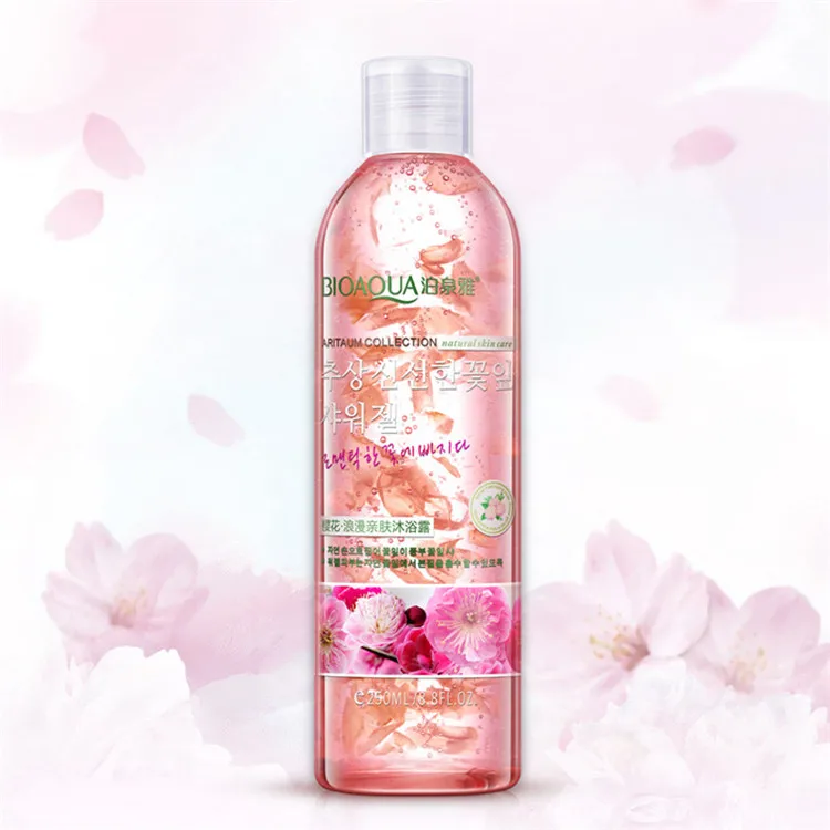 OEM bioaqua body wash natural flower petals deep moisturizing whitening shower gel