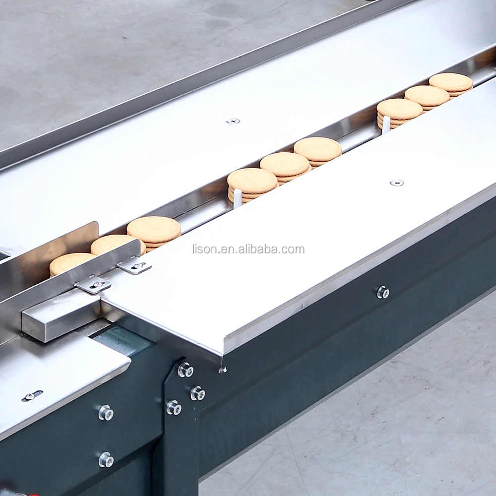 Double lanes double flavors biscuit sandwich machine and pile packing line