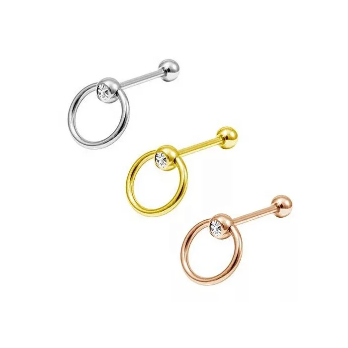 Stainless Steel Slave Rings Penis Piercing with Crystal