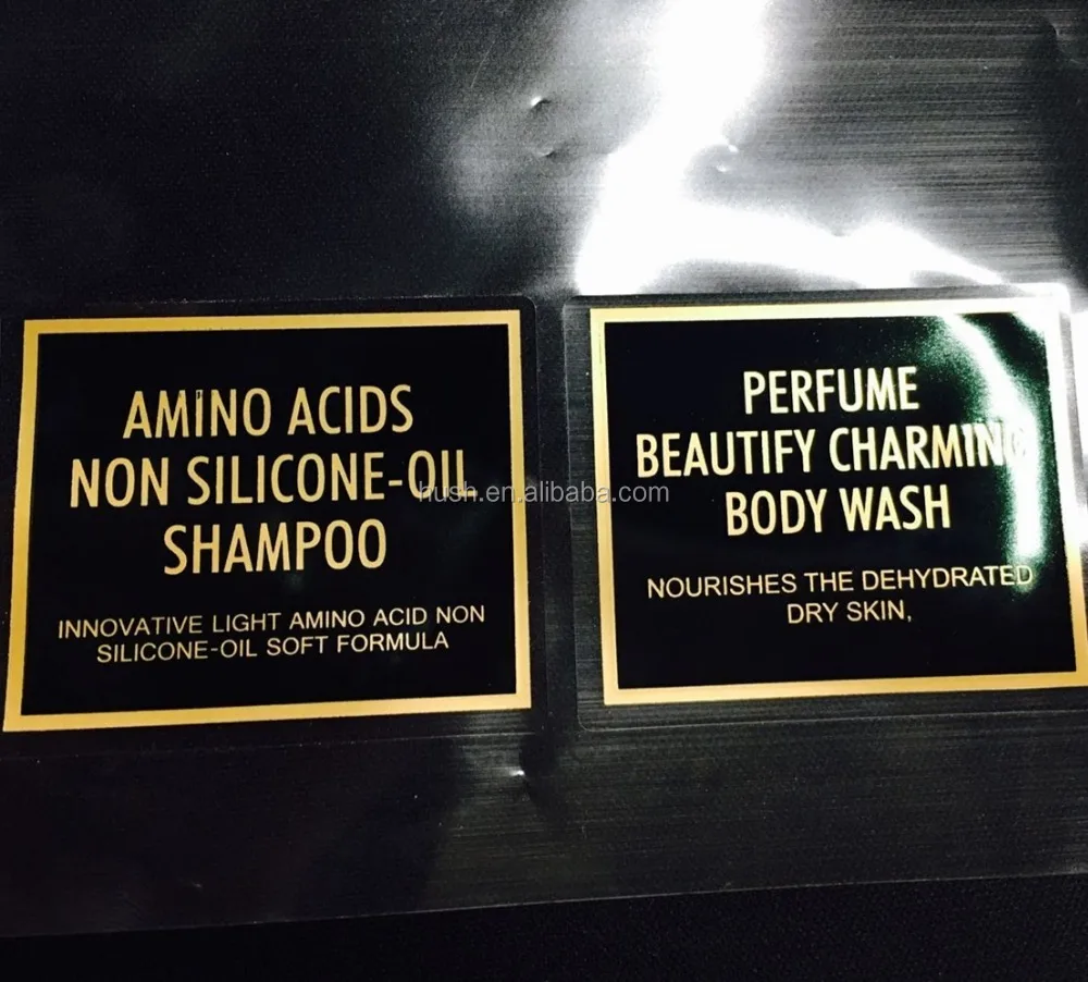 Best seller China suppliers private label beauty shampoo bottle label in gold stamping