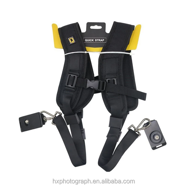 Низкая цена быстросъемный двойной наплечный ремень для камеры высокого качества нейлоновый черный ремень для 2 камер