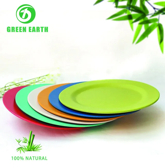 Eco-friendly natural plant fiber plate dinnerware set of 4 bamboo dishes