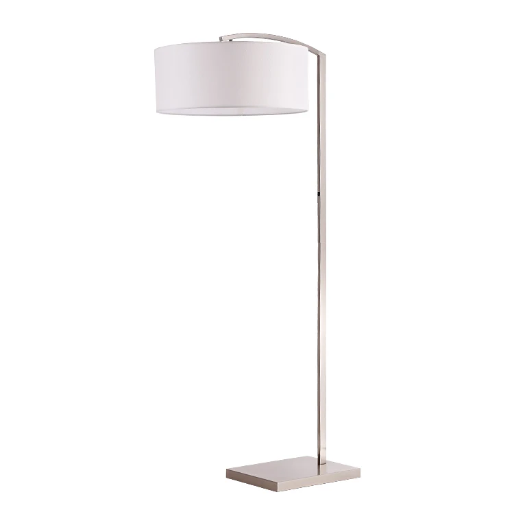 Polished Nickel Floor Lamp with White Fabric